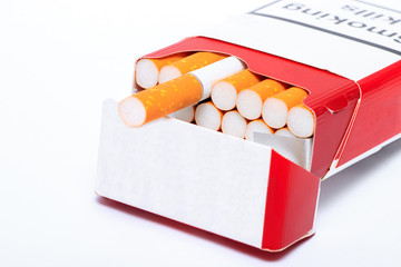 Cigarettes sticking out from the pack