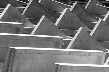 the geometry of textures on the building, the construction of an apartment building of modern planning. concrete floor