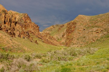 Fototapeta na wymiar Mountains near Charyn Canyon. Kazakhstan