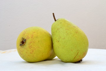 Pears on a white background