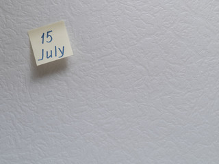 July 15, calendar date sticky note