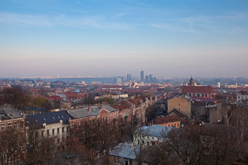 Fototapeta na wymiar Lithuania. Vilnius in autumn. View from above.