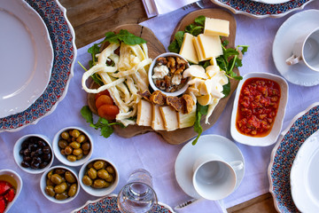 Turkish breakfast on the table.