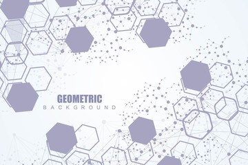 Hexagonal abstract background. Big Data Visualization. Global network connection. Medical, technology, science background. Vector illustration.