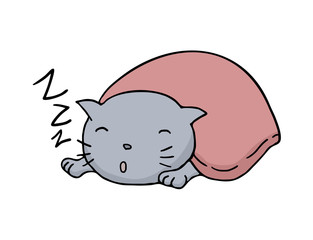 funny sleeping cat illustration