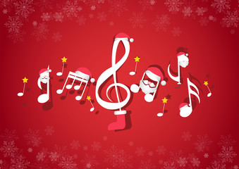 Fototapeta na wymiar Musical notes with Christmas decorations