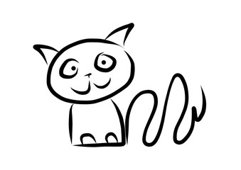 Simple animal cat - digital painting isolated on white background