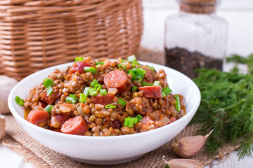 Lentils with smoked sausages