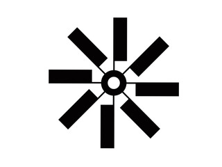 Obraz premium 放射状に広がる風車シンボル｜Radial windmill symbol icon in black