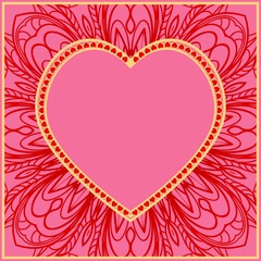 Valentine's day background with hearts and floral pattern. Vector illustration. Template design for greeting and wedding card