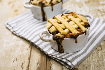apple pie on wooden rustic table