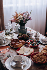 still life with flowers and cup of coffee