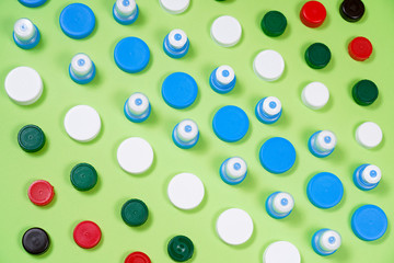Many different types used or new battery, rechargeable accumulator, alkaline batteries on color...