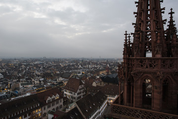 Basel Switzerland in winter on a dull cold evening