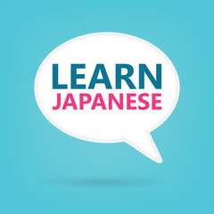 learn japanese written on a speech bubble- vector illustration