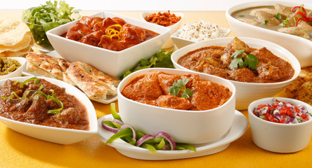    INDIAN CURRY SELECTION          CLOSE UP FOOD IMAGE