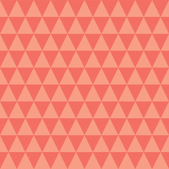 Coral and peach triangles seamless vector pattern. Simple abstract geometric background texture. Pantone living coral color of the year 2019 background.