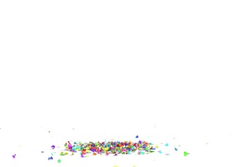Bright and colorful confetti flying on the floor