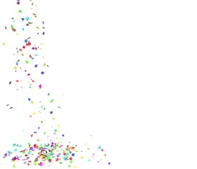 Bright and colorful confetti flying on the floor