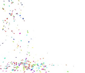 Bright and colorful confetti flying on the floor