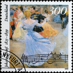 Celebration of Johann Strauss on german postage stamp