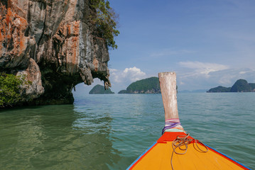 Tropical sea, sky & mountain in summer in Thailand, Phang Nga bay national park for vacation, summer, holiday concept