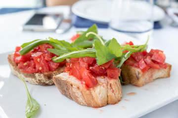 Bruschetta with tomato and basil