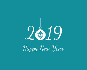 Happy new year design with ornament and snowflake