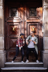 Young couple dancing on the street