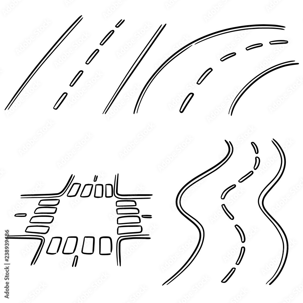 Sticker vector set of road