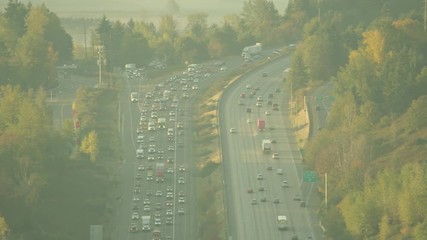 Aerial USA Highway Road in Seattle Washington