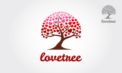 Heart tree or love tree icons - concept vector. This graphic also represents harmony & peace, spreading love, empathy and compassion - Vector 