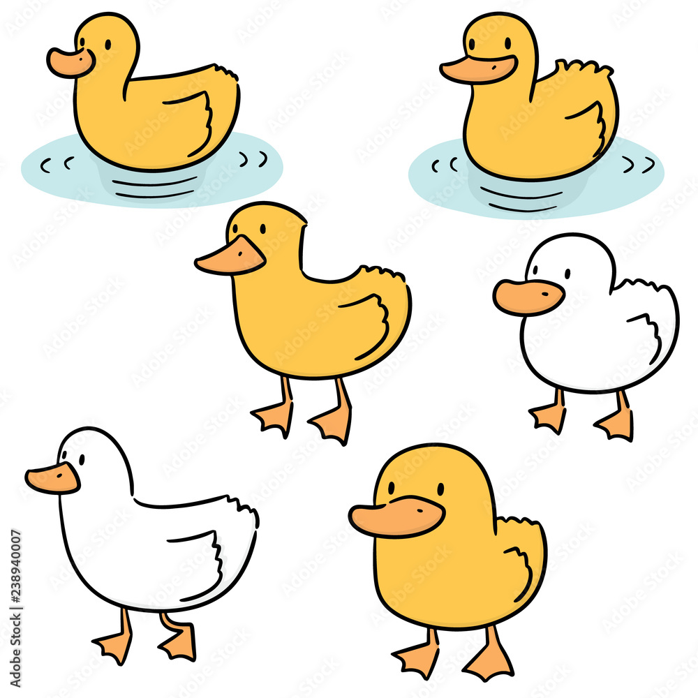 Sticker vector set of duck