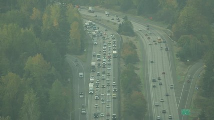 Aerial USA Highway Road in Seattle Washington