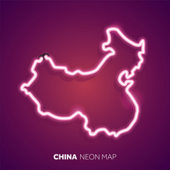 Neon light map of China