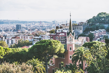 Vue panoramique de Barcelone, Parc Guell, Espagne