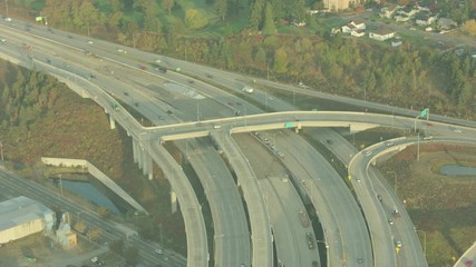 Aerial USA Highway Road in Seattle Washington