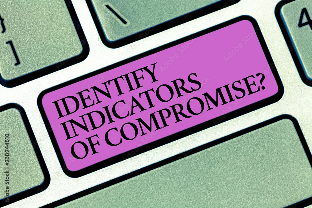 Aufkleber text sign showing identify indicators of compromise. conceptual photo detect malware online attacks 
