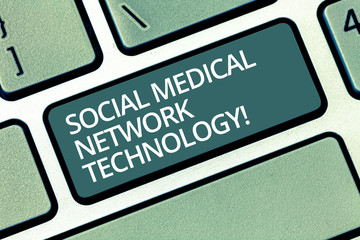 Handwriting text writing Social Medical Network Technology. Concept meaning Online modern networking connection Keyboard key Intention to create computer message pressing keypad idea