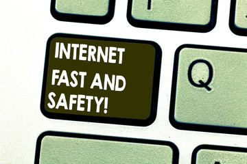 Text sign showing Internet Fast And Safety. Conceptual photo High speed connection online security...