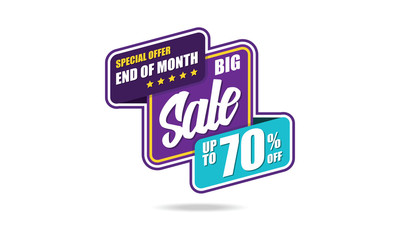 End of Month Big Sale banner. Big Sale discount up to 70% off. Vector illustration. - Vector