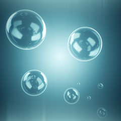 Soap bubbles isolated on dark blue background