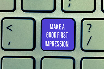 Writing note showing Make A Good First Impression. Business photo showcasing Introduce yourself in...