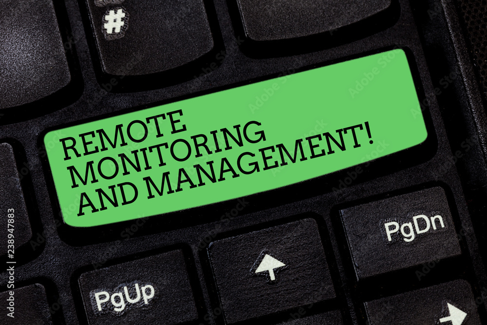Poster word writing text remote monitoring and management. business concept for long distance monitor data 