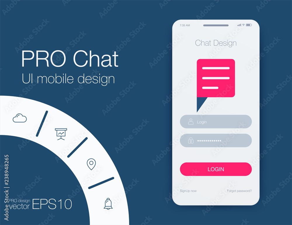 Poster vector phone chat interface. sms messages. stock vector