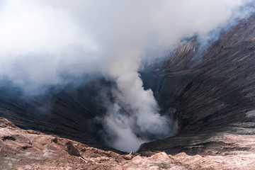 Active Volcano Smoke at Mount Bromo - Indonesia