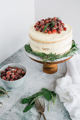Holiday White Cake With Candied Cranberries