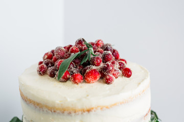 Holiday White Cake With Candied Cranberries