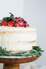 Holiday White Cake With Candied Cranberries