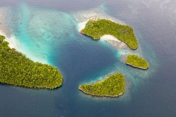 Aerial View of Islands and Reef in Raja Ampat